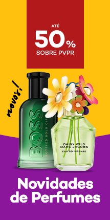 Novidades de perfumes com destaque promocional de até 50% sobre preço de Venda ao Público Recomendado